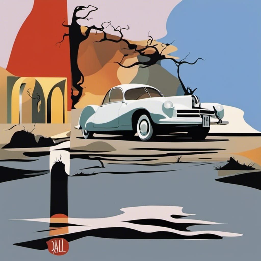 Surreal Dali-esque Landscape with Dreamlike Distortions