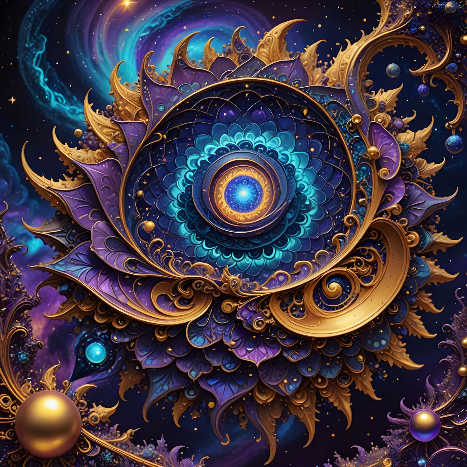 Fractals in 8K Astral Cosmic Illustration