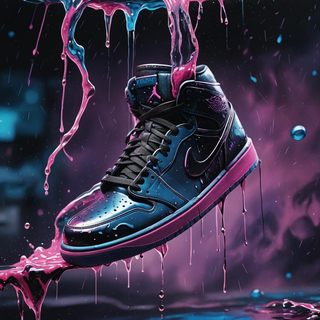 Air Jordan One Dripping in Space as Oil Painting