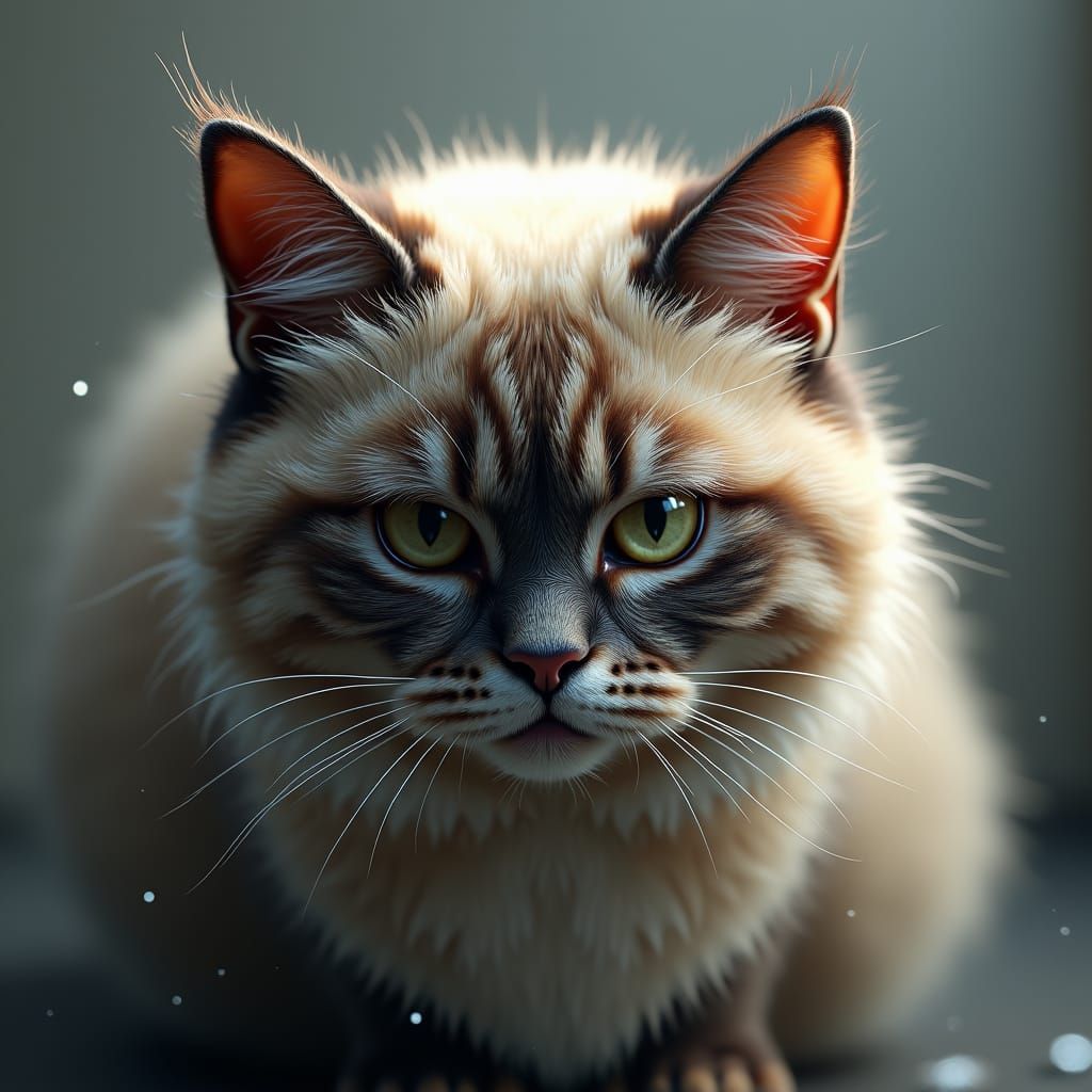 Displeased Cat Portrait in Digital Art Style