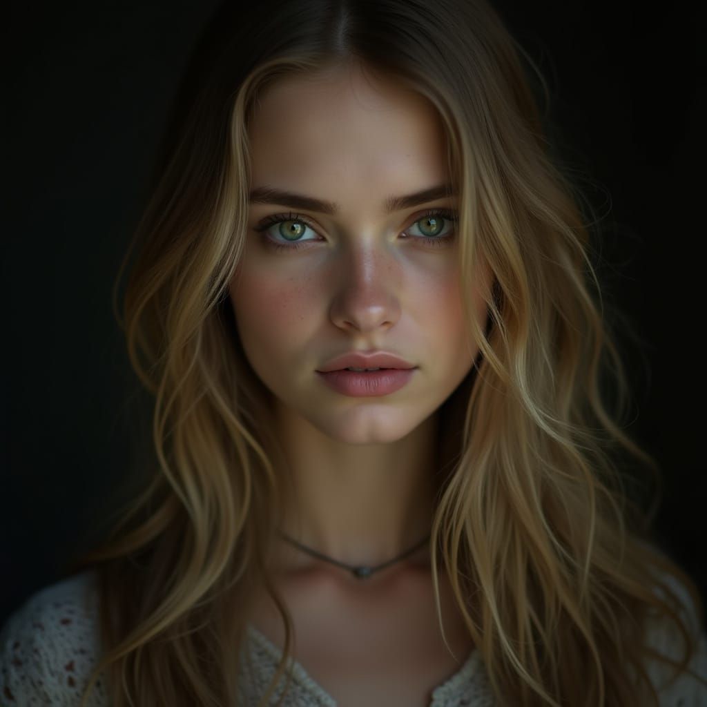 Ethereal Goddess with Piercing Green Eyes