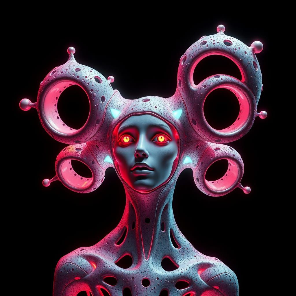 Surreal Futuristic Entity with Quantum Duality