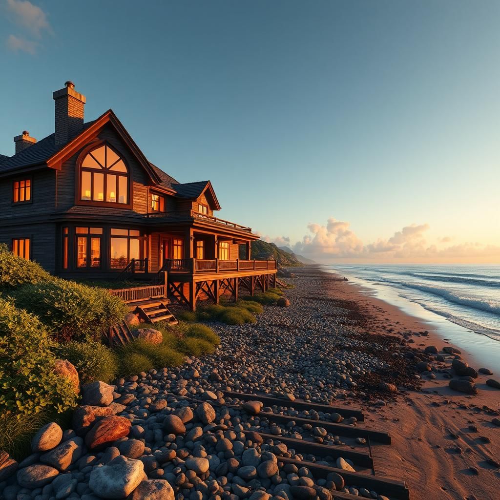 Majestic Beachside House in Detailed 3D Render