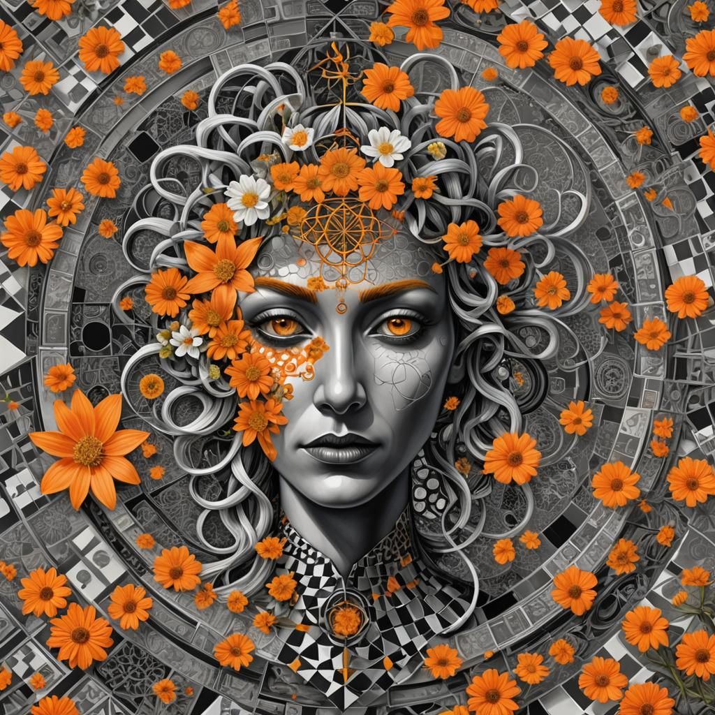 Surreal Flower of Life Chessboard Puzzle Art