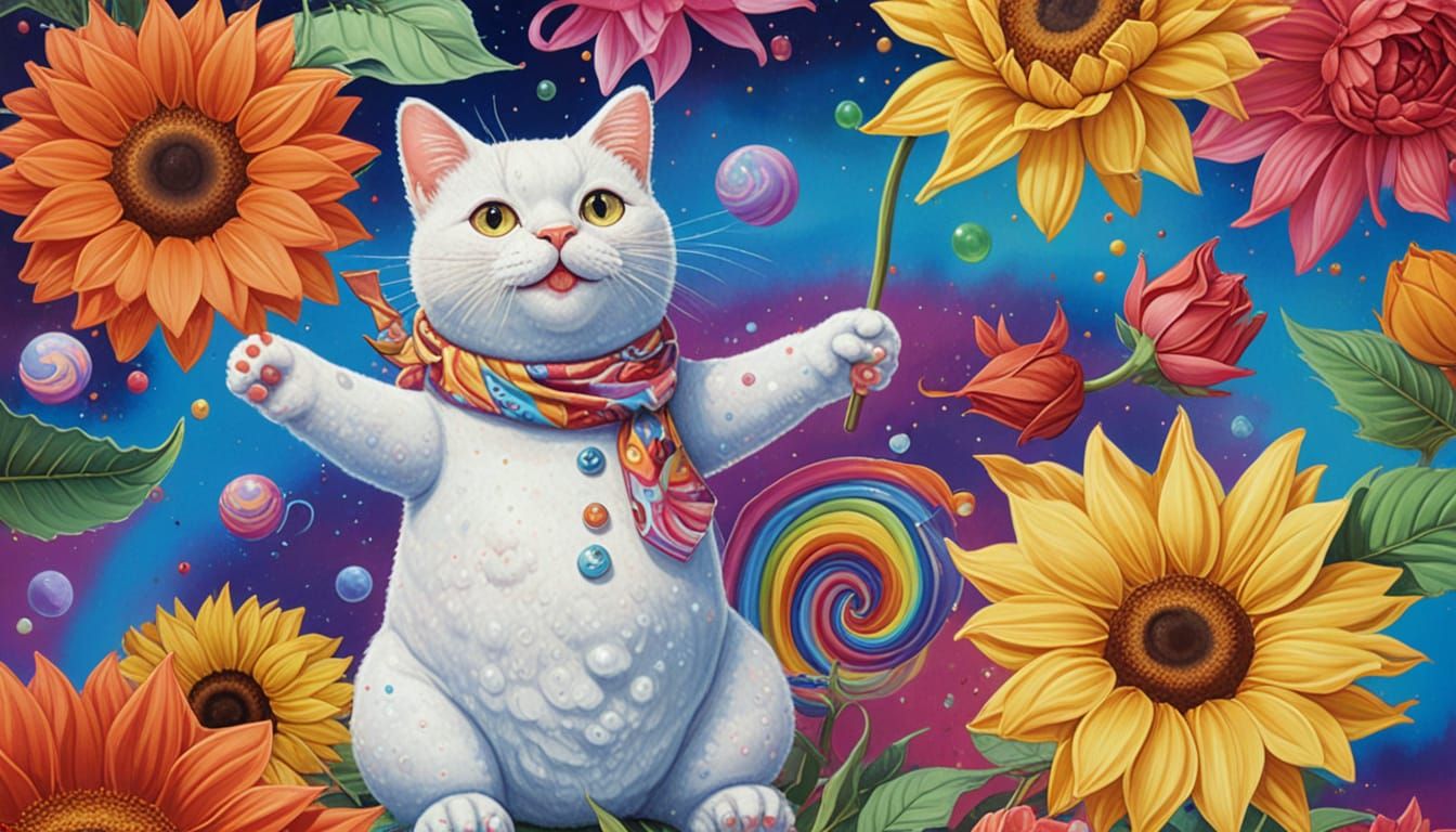 Vibrant Surrealistic Wonderland with Melting Oil Painting Ef...