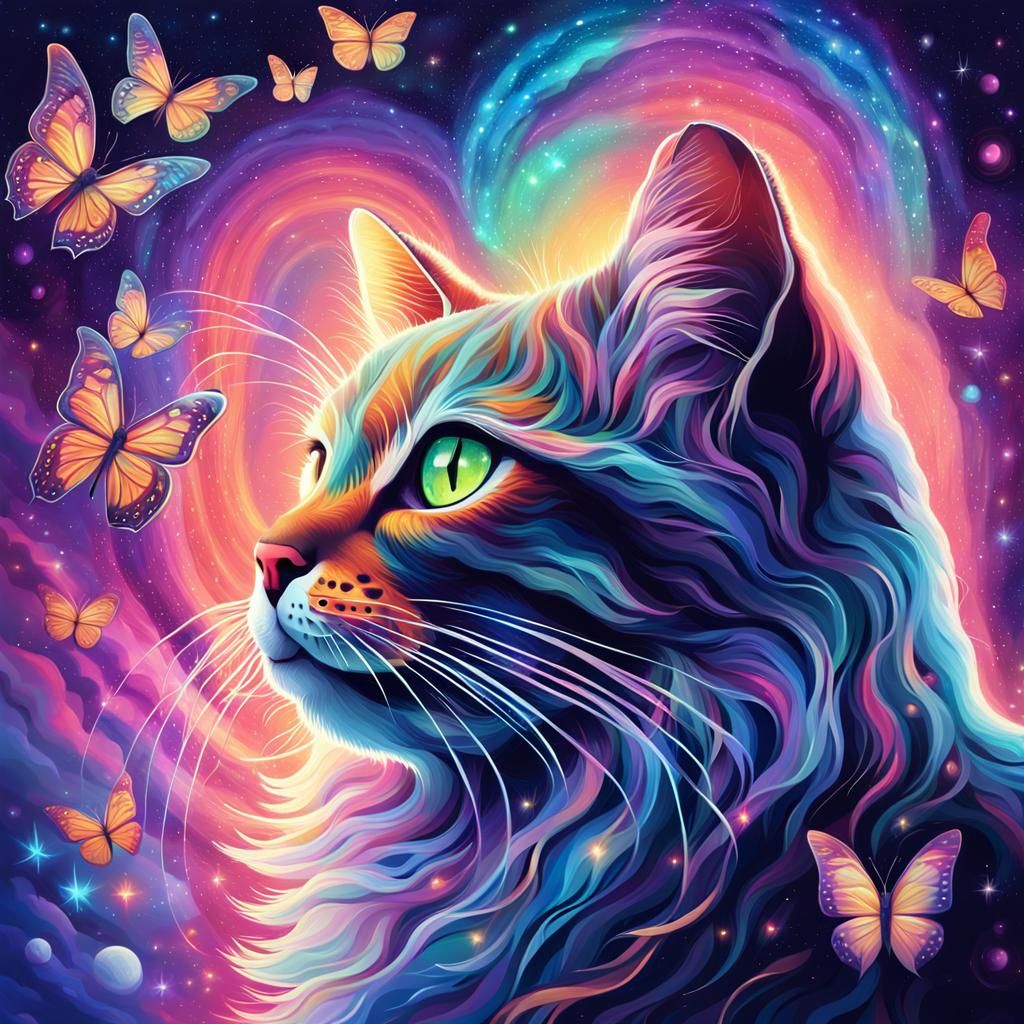 Cosmic Cat and Butterfly Near Astral Portal