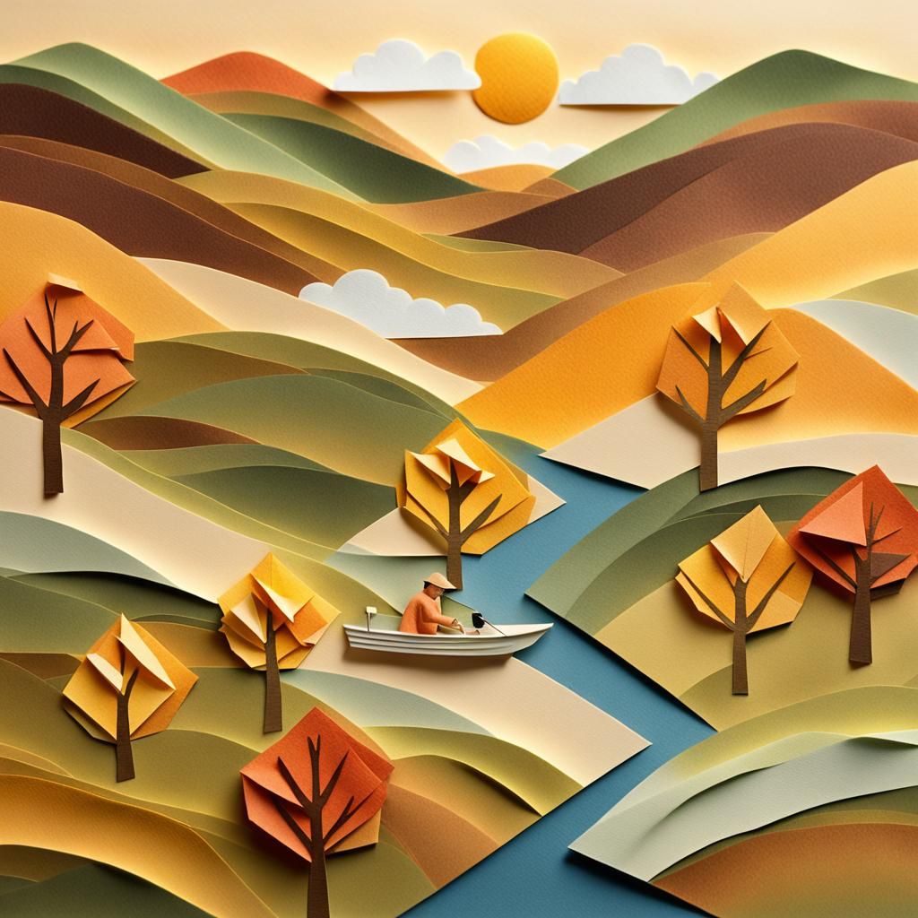 Autumn Landscape Collage with Papercraft Details