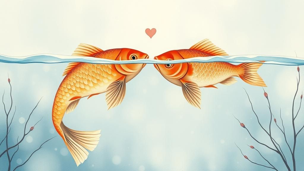 Carp in Frozen Pond Illustration