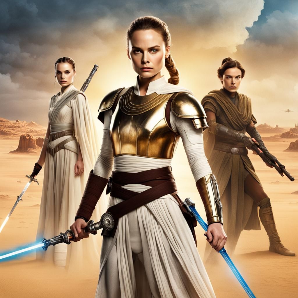 Female Jedi Warrior with Sword in Star Wars Style