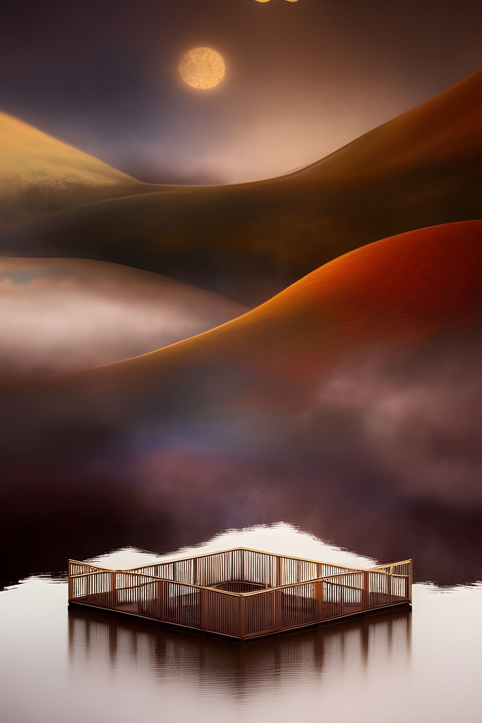 Abstract Golden Cycles: Detailed Matte Painting