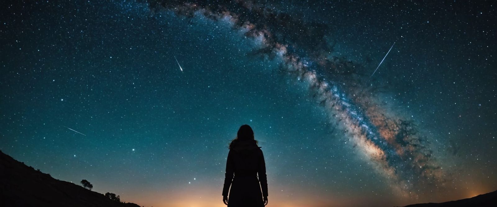 Woman Contemplating the Cosmos on a Starry Night
