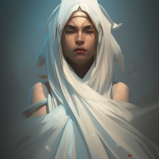 Detailed White Mage Portrait in Fantasy Art Style