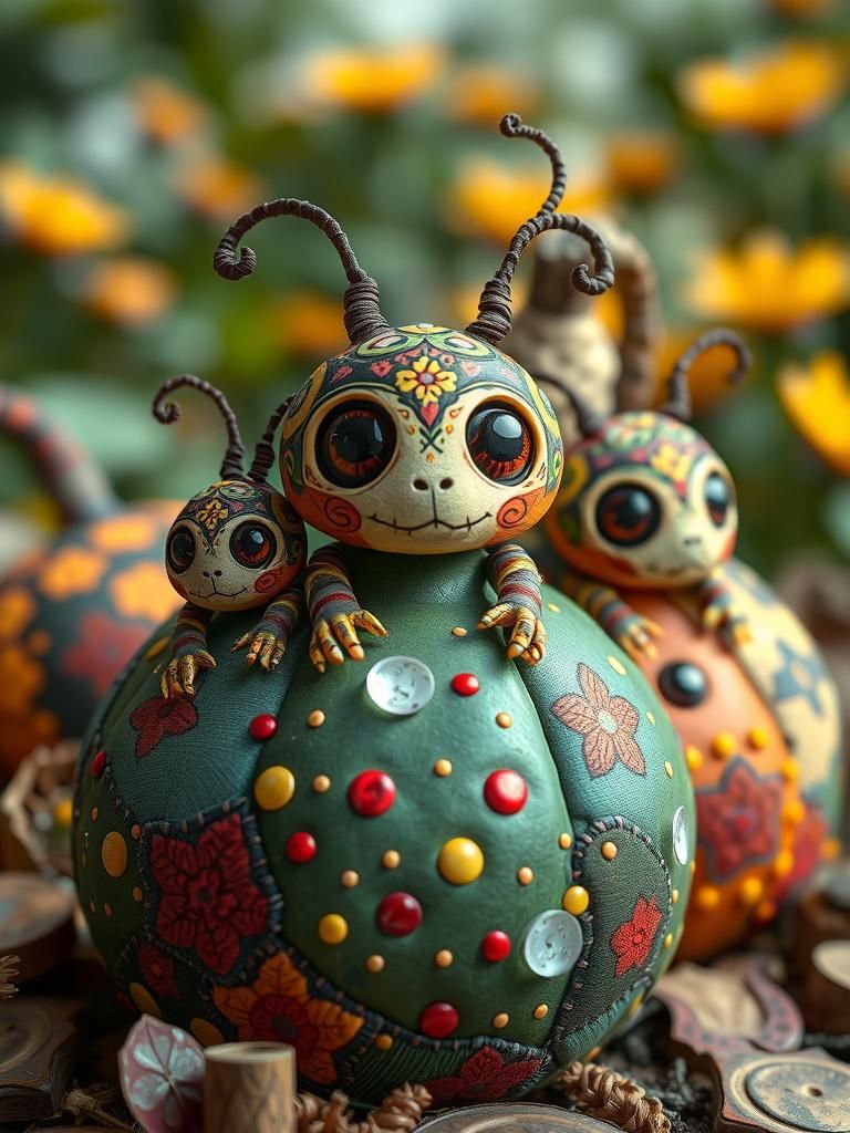 Detailed Patchwork Gourd Creatures in Fantasy CGI