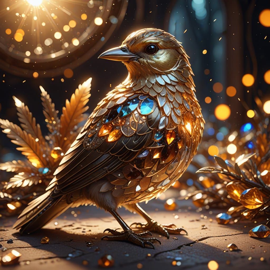 Crystal Bird Portrait in Golden Luxe