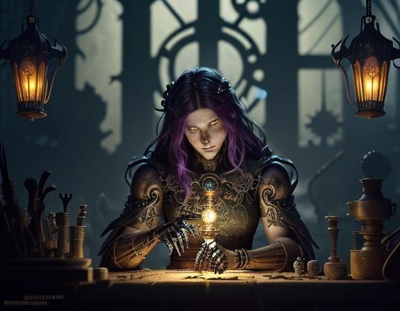 Furry Skeleton Bone Repair, Dark Fantasy Art Nouveau