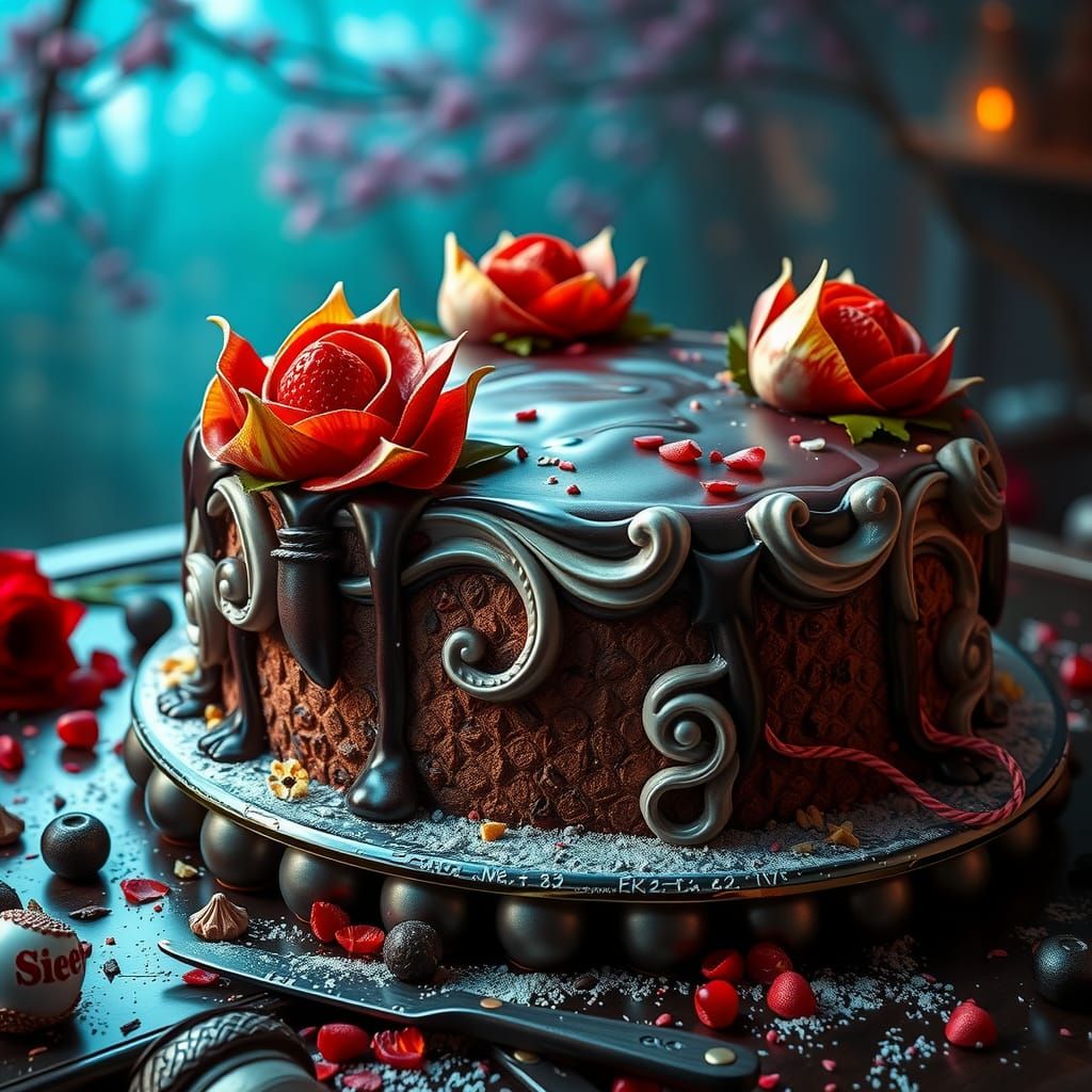 Detailed Matte Painting of a Sacher Torte