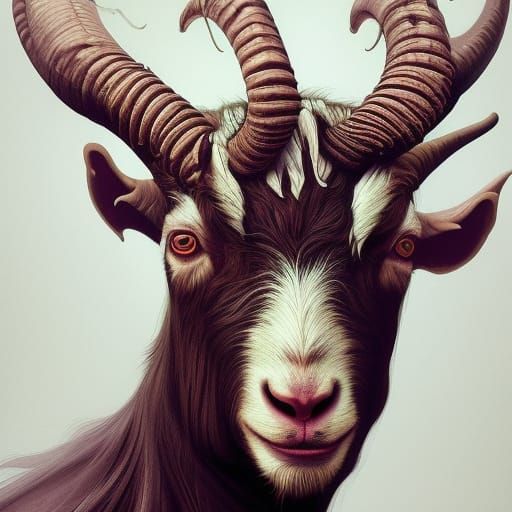 Demonic Goat Portrait in Hyperdetailed Digital Art
