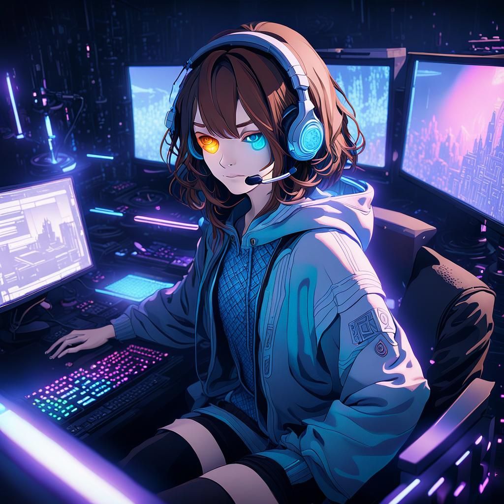 Fantasy Girl Gamer in Detailed Digital Art