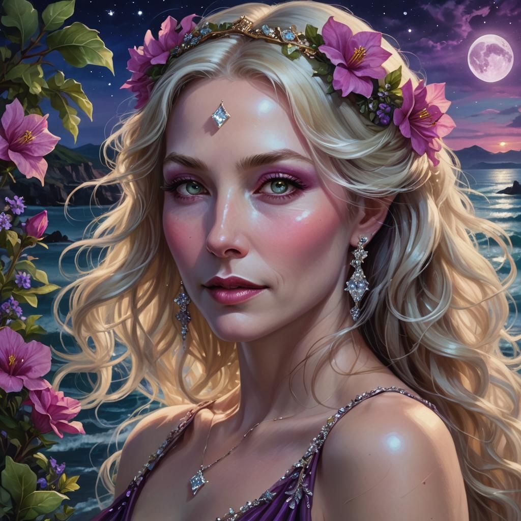 Ethereal Moon Goddess Portrait in Fantasy Style
