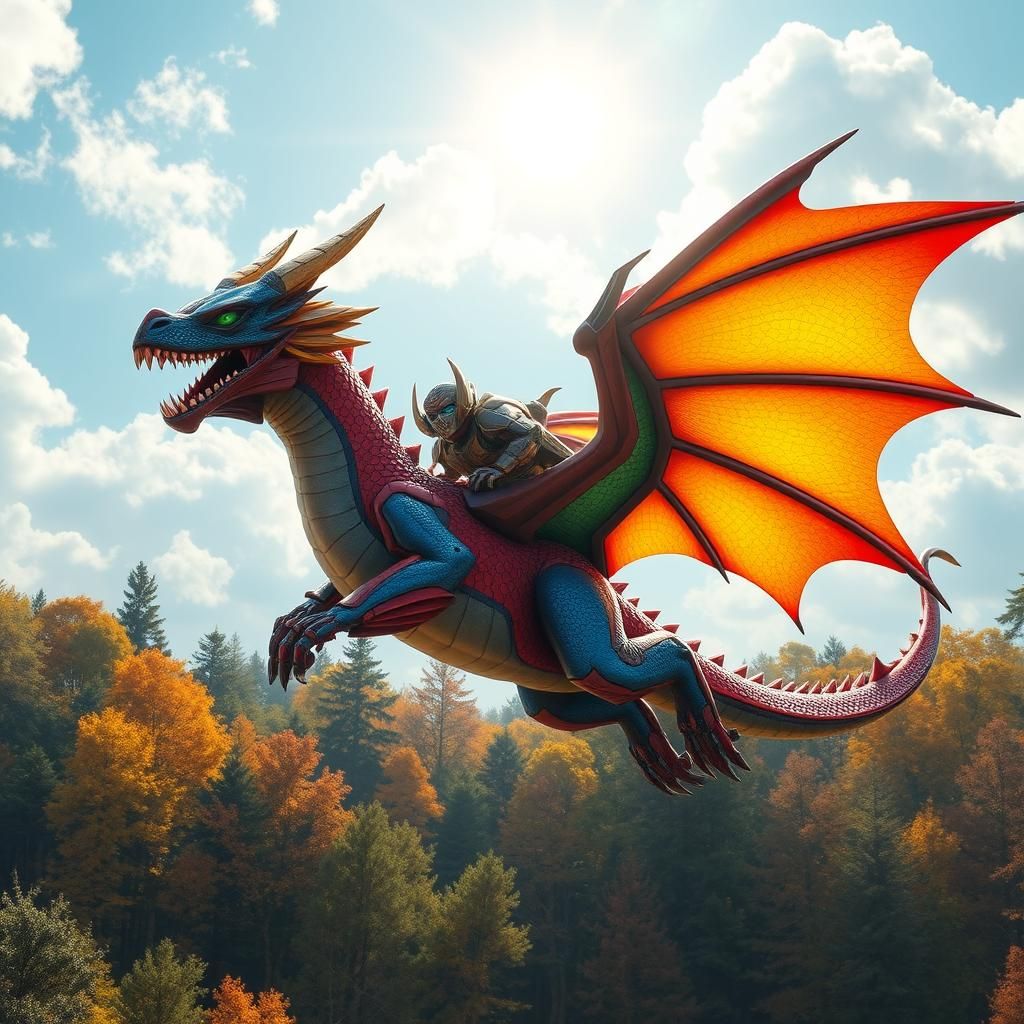 Ein süßer Transformer reitet auf einem majestätischen Drache...