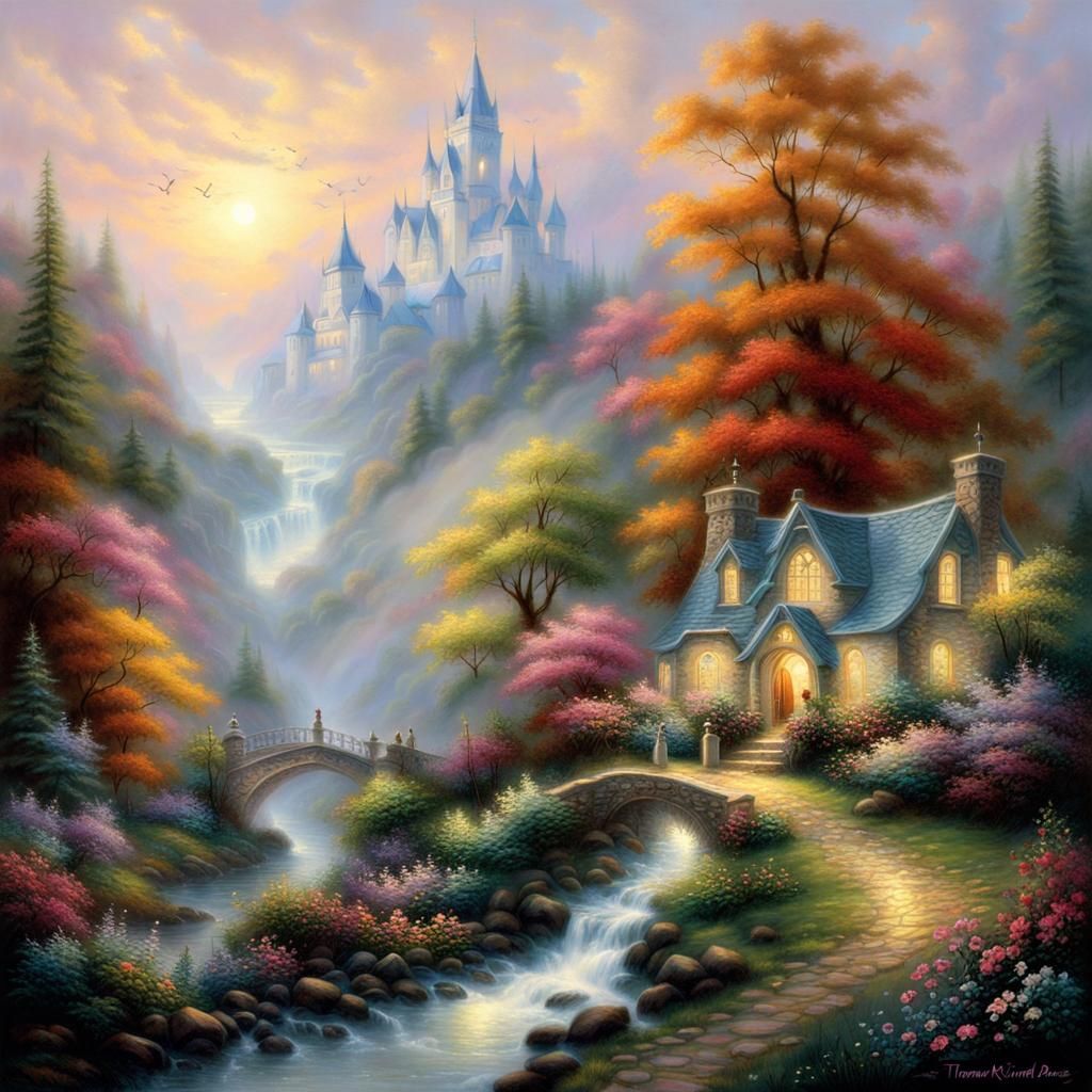 Ethereal Fantasy House in Kinkade Style