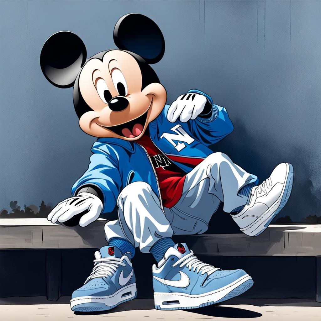 Mickey Mouse in Nike Tech and Jordan Shoes