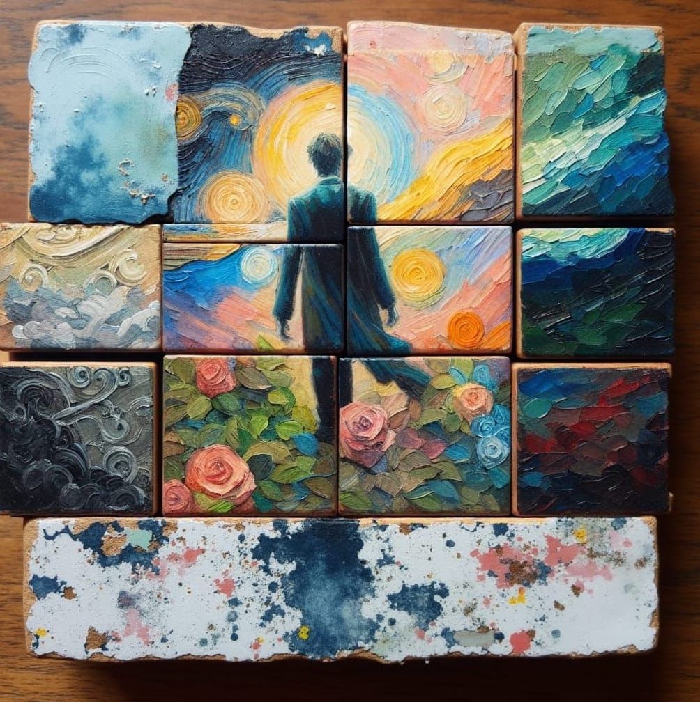 Acrylic Wash Painted on Glass Photoblocks - Who Knows?