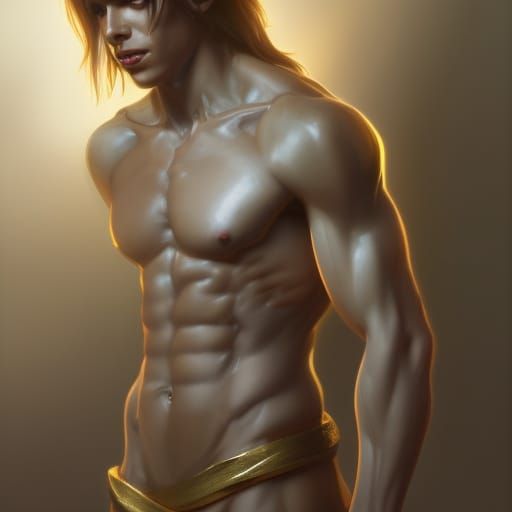 Nude Elf Portrait in Hyperdetailed Style