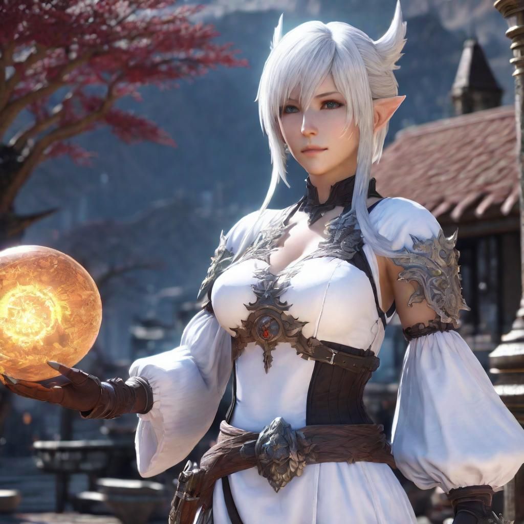 Elegant Au Ra Girl in Fantasy Art Style