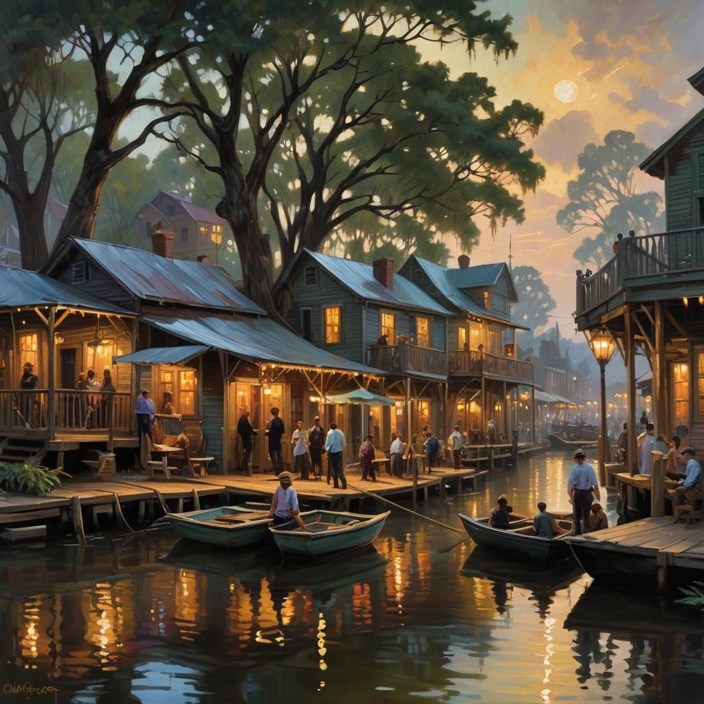 hauntingly beautiful bayou shanty along the waterfront. Mard...