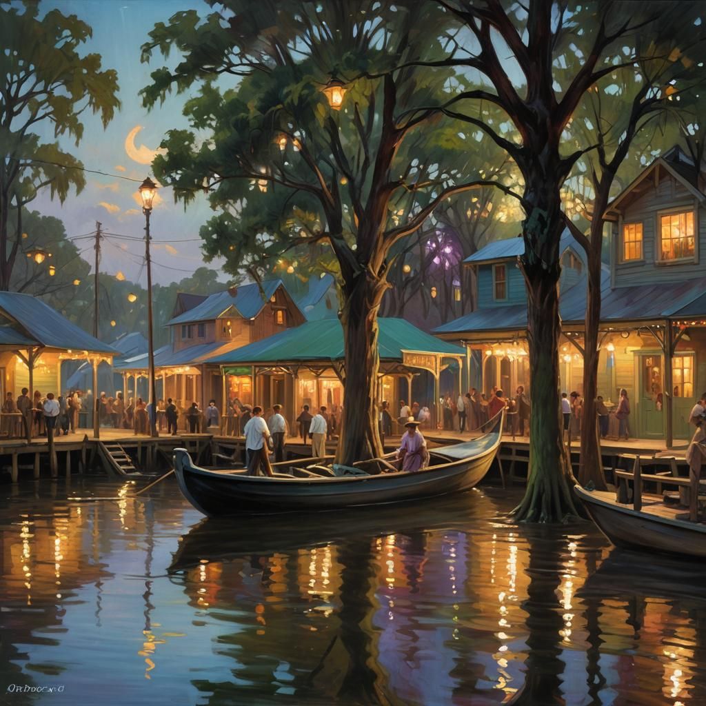 hauntingly beautiful bayou shanty along the waterfront. Mard...