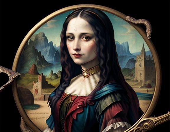 Harley Quinn as Mona Lisa in Potter Style
