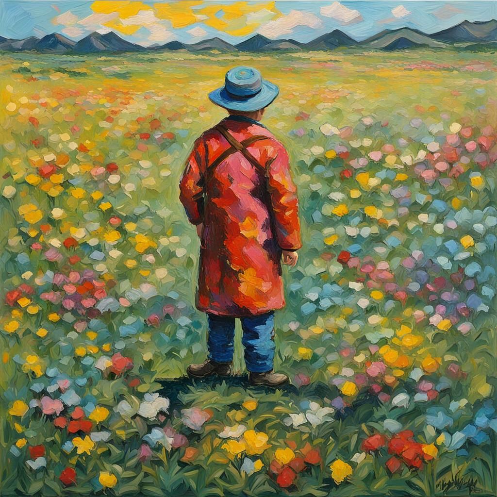 Plasmoid in Meadow, Expressionist Oil Painting