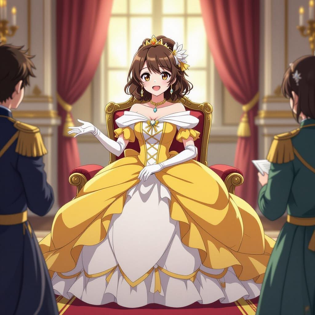 Anime Princess in Voluminous Gown Meets Future Husband