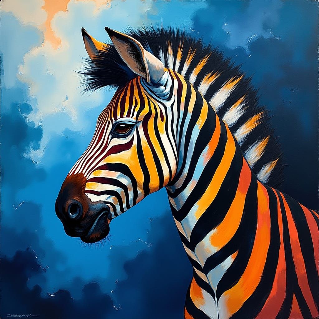 Abstract Zebra Mindscapes in Bold Brushstrokes