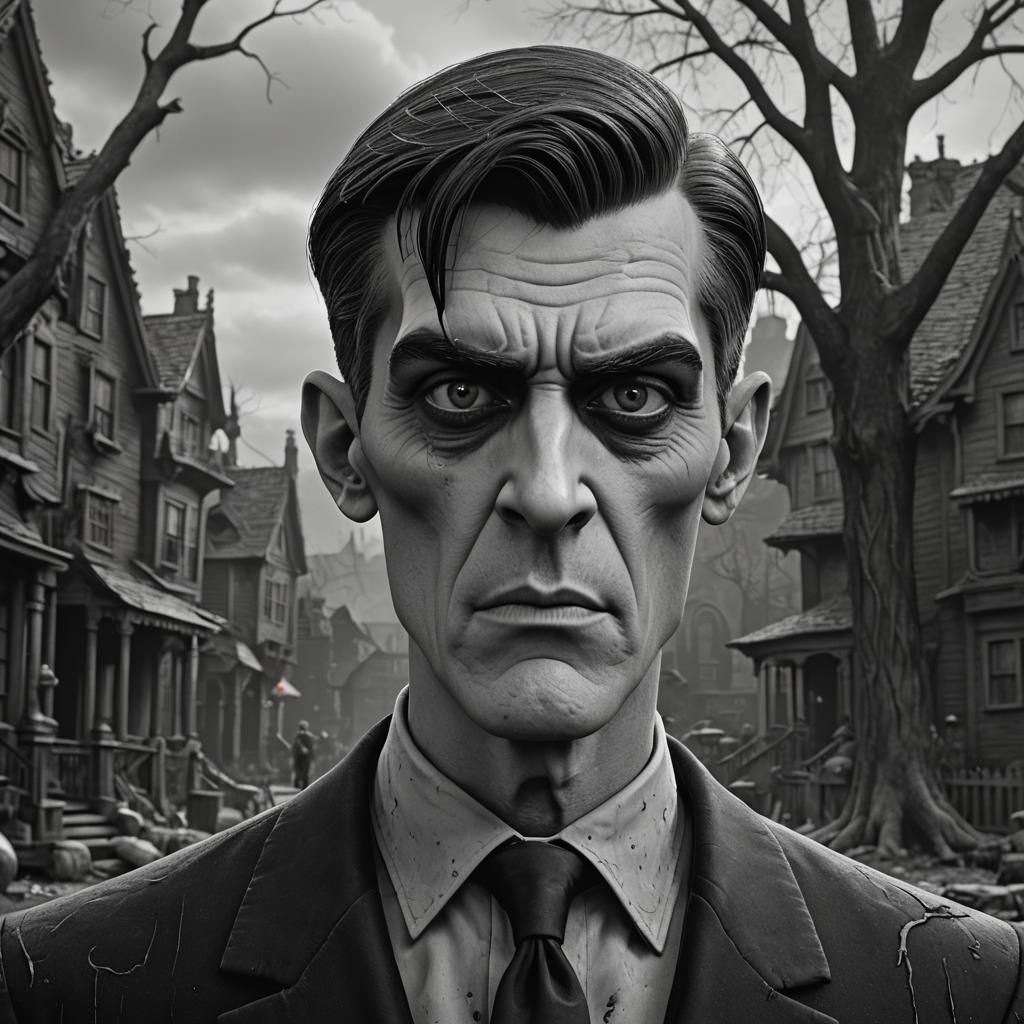 Annoyed Lurch from Addams Family in Black and White