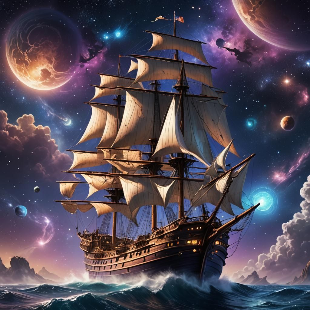 Spelljammer Schooner Soaring Through the Stars