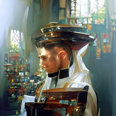 Portrait of Handsome Priest in Oil Paint Style