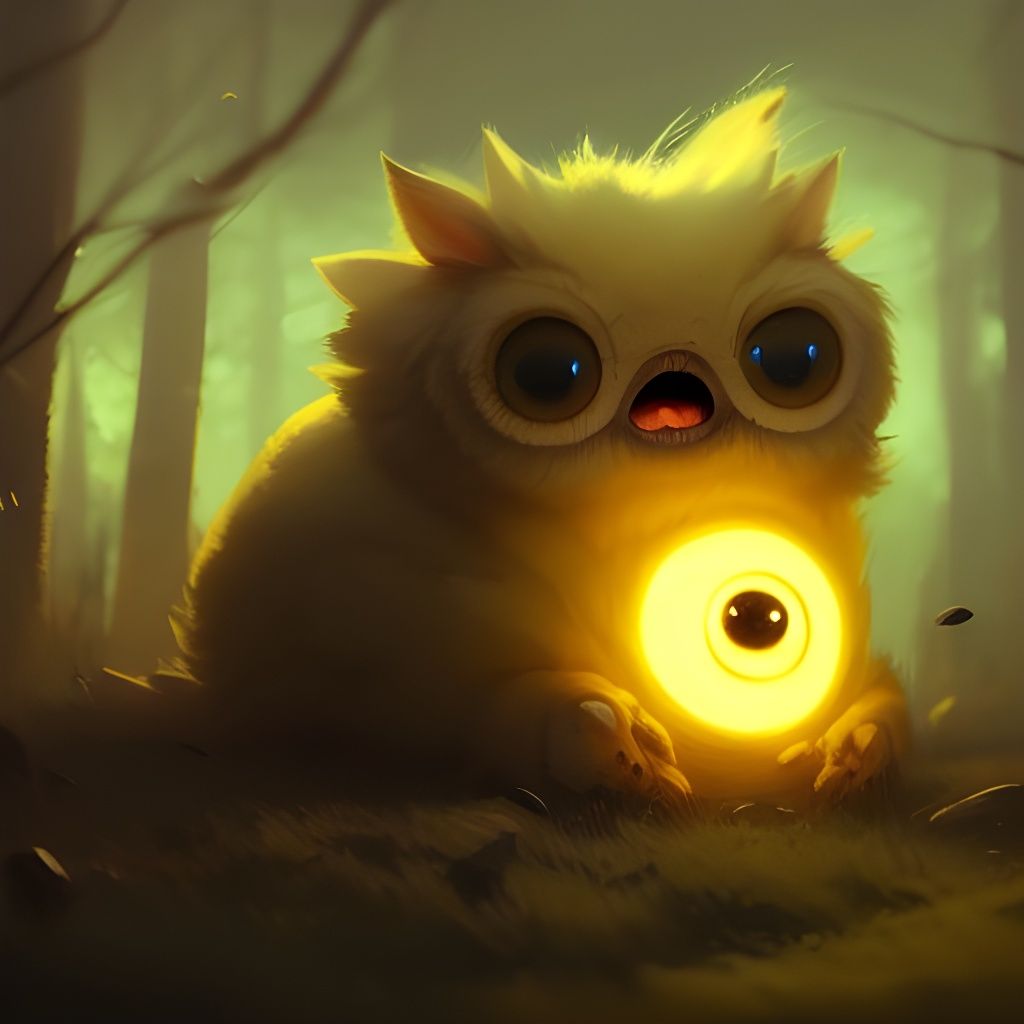 Cute Yellow Monsters with Big Eyes: Digital Art