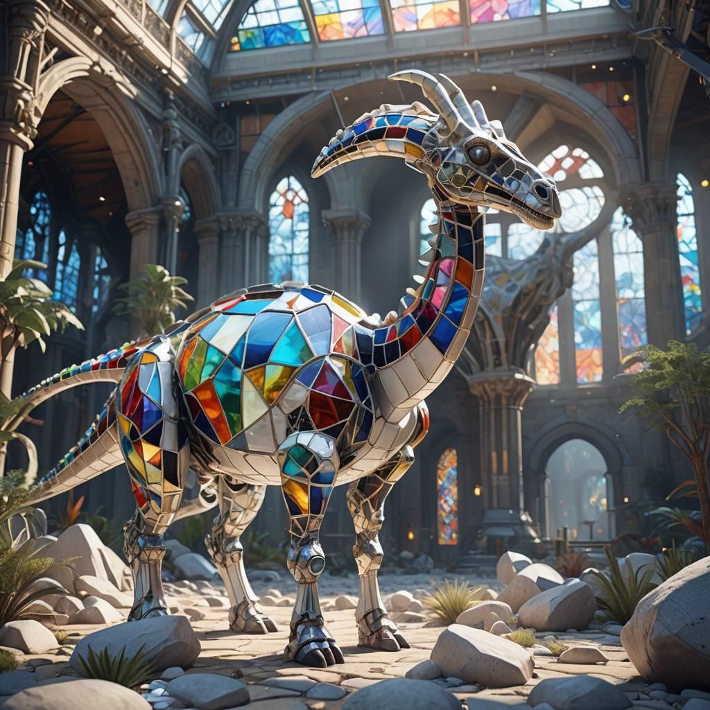 Diplodocus-Giraffe Biomech with Stained Glass Body