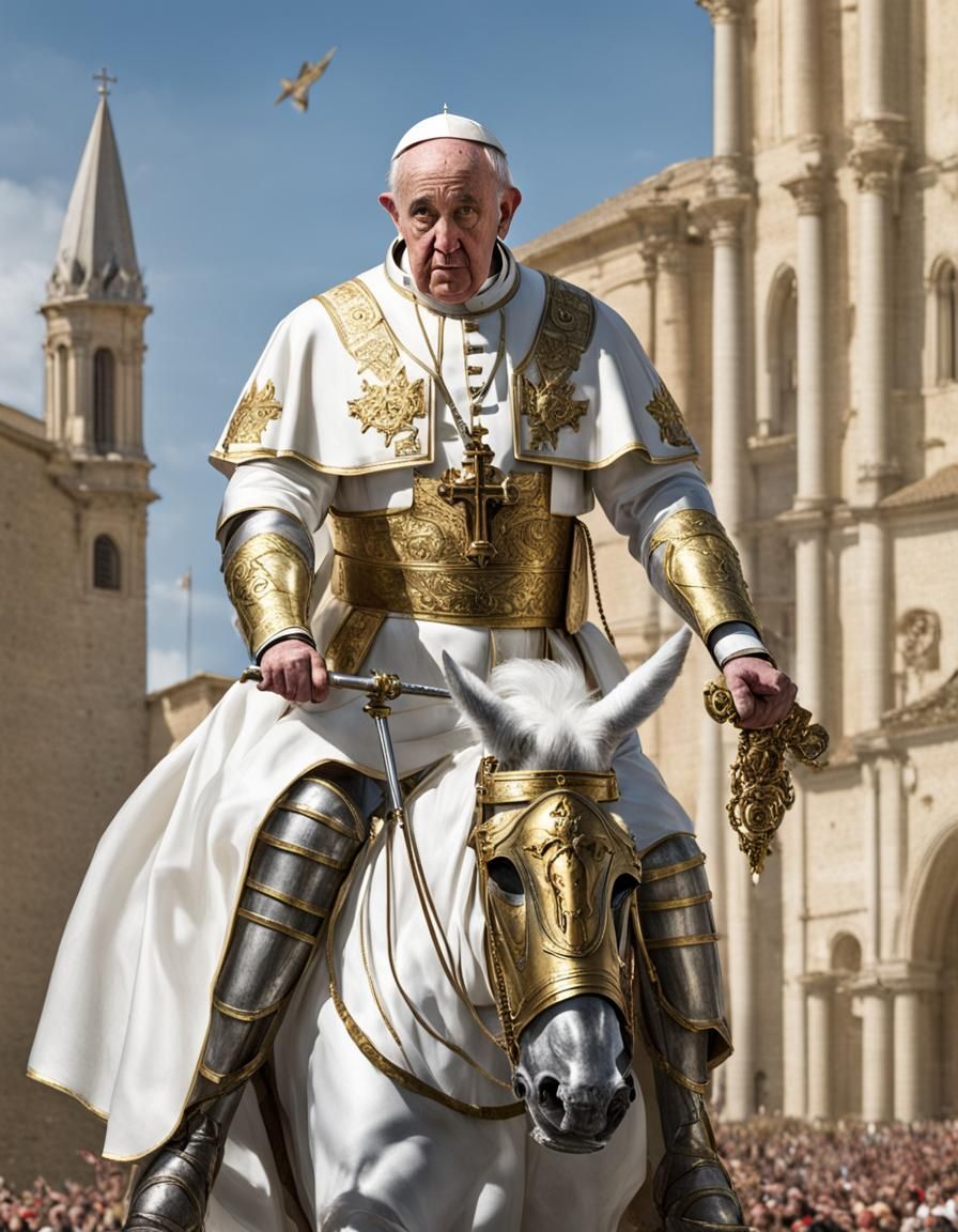 Pope Francis in Golden Crusader Armor