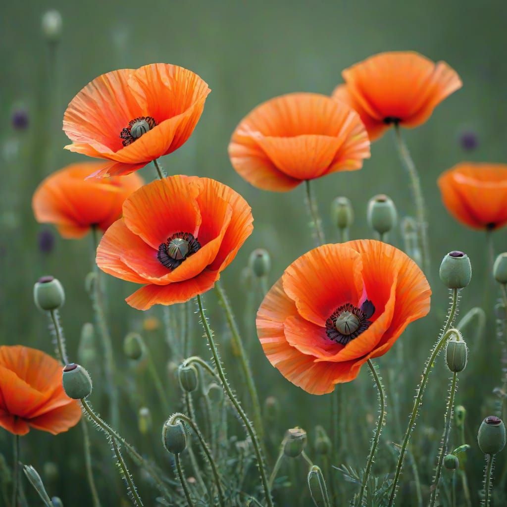Vibrant Field of Poppies in Sunlight