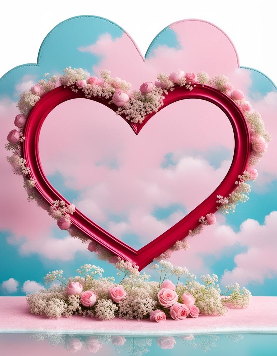 Floral Heart Frame in Romanticism Style