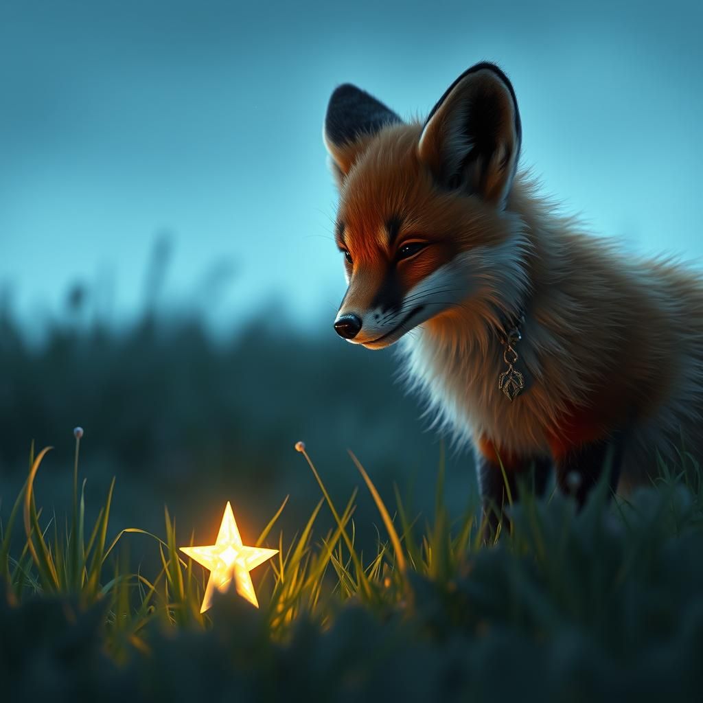 Fox and Fallen Star in Magical Meadow