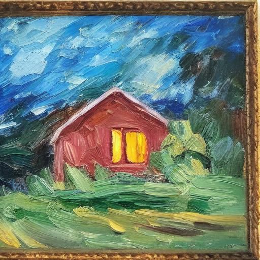 Mastiff in Kennel as Impasto Oil Painting