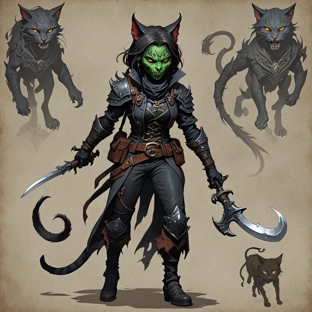 Female Cat Demon Rogue Character Art