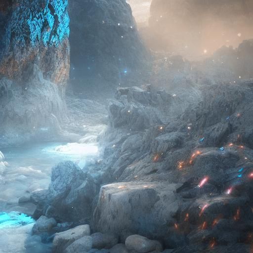 Sparkling Rocks: Abstract Flowing Freezing Rain