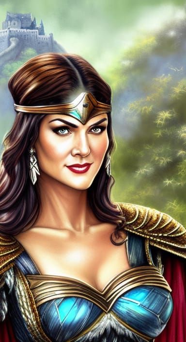 Xena, Wonder Woman, and Flapper Fusion in Ukiyo-E Style