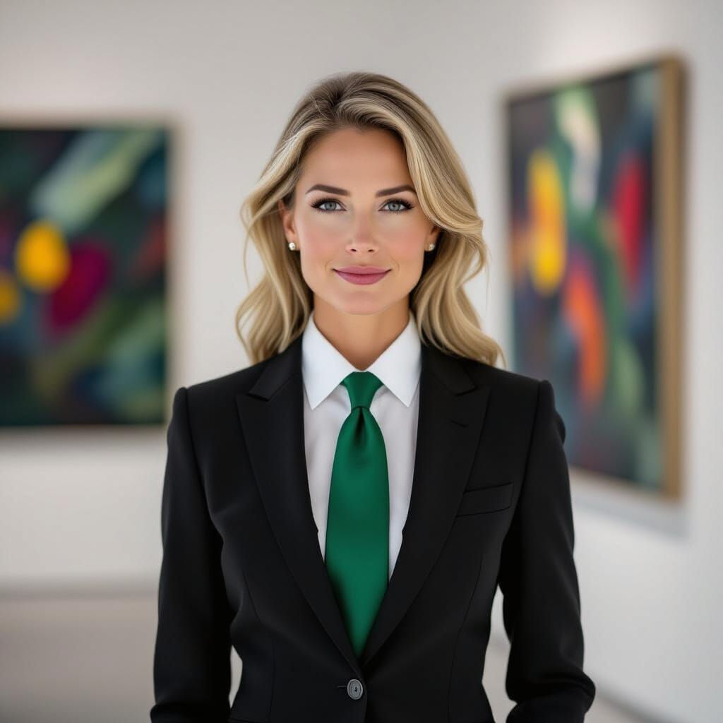 Businesswoman Portrait in Art Gallery, Leibovitz Style