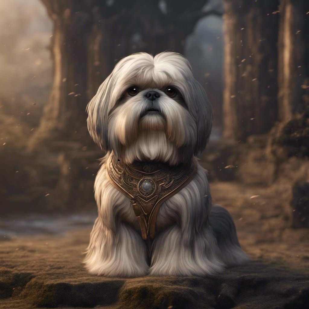 Detailed Matte Painting of a Shih Tzu Dog